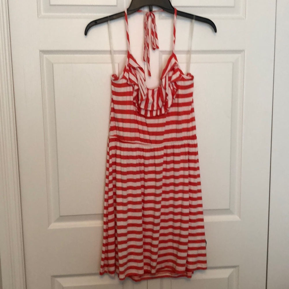 Striped Orange and White Halter Dress